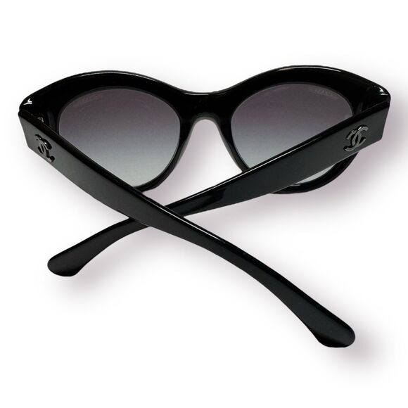 CHANEL 5371 Butterfly Sunglasses Black Gradient Smokey Lenses w/ Case - Picture 9 of 12
